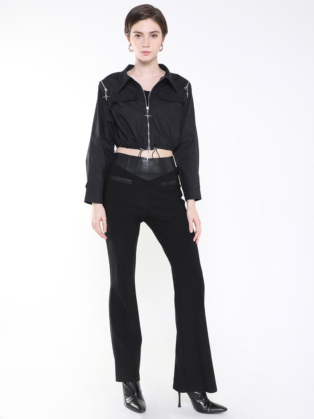 Black Windcheater Crop Tailored Jacket