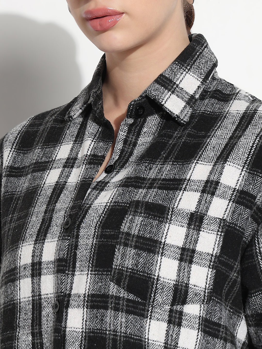 Women's Tartan Checks Black Relaxed Fit Shirt
