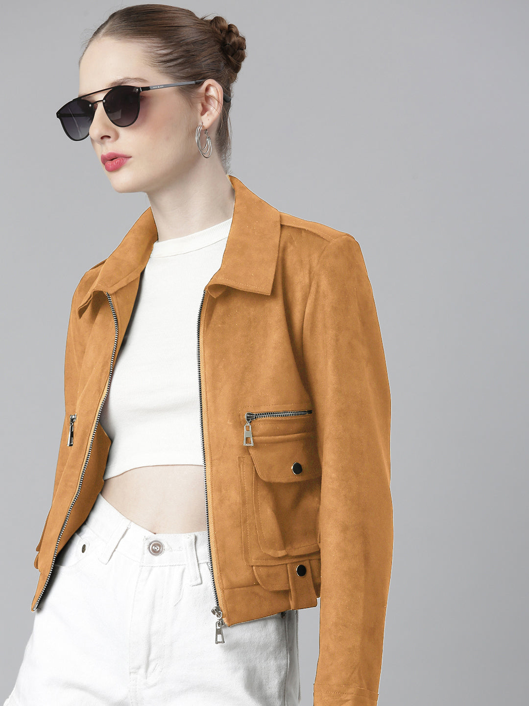 Spread Collar Rust Solid Tailored Jacket
