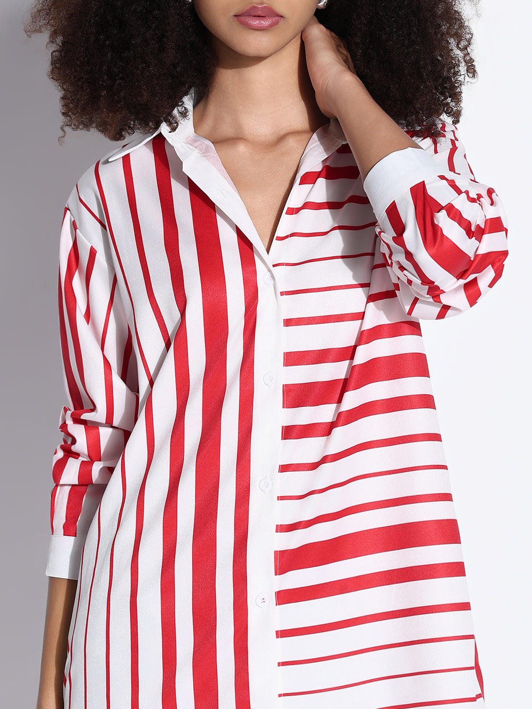 Women's Striped White Oversized Shirt