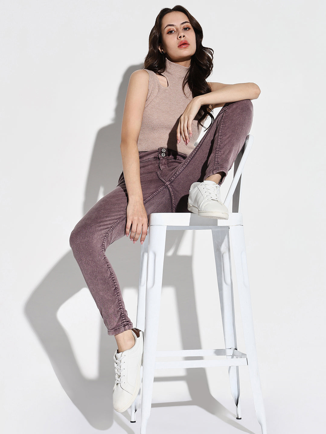 Purple Comfort Slim Fit Light Fade Acid Wash Jeans