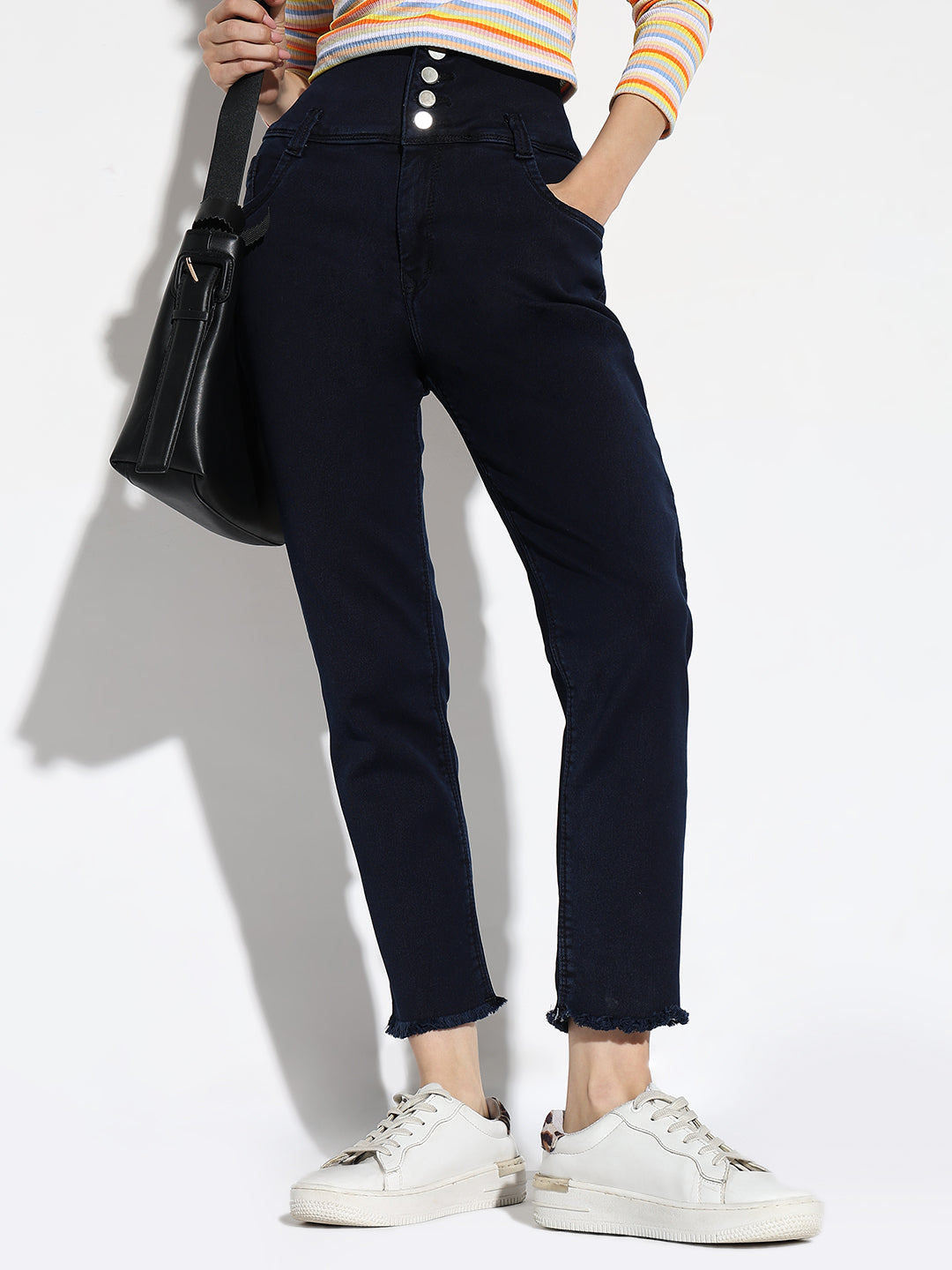 Navy Blue Comfort Slim Fit High-Rise Stretchable Jeans