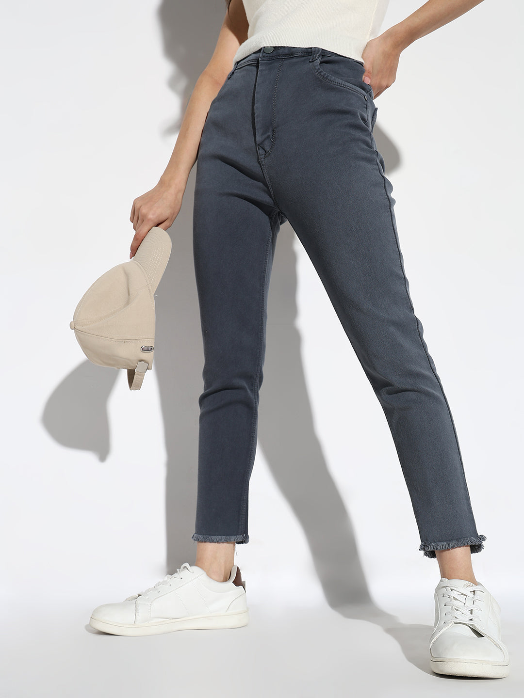 Grey Comfort Slim Fit Light Fade Cotton Stretchable Jeans