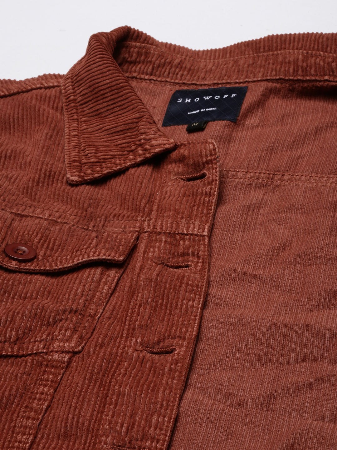 Rust Corduroy Crop Denim Jacket