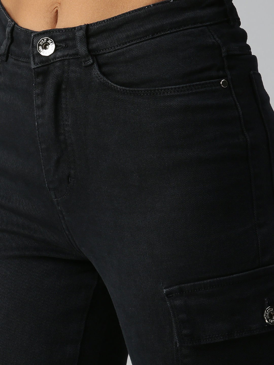 Grey Wide Leg High-Rise Stretchable Jeans