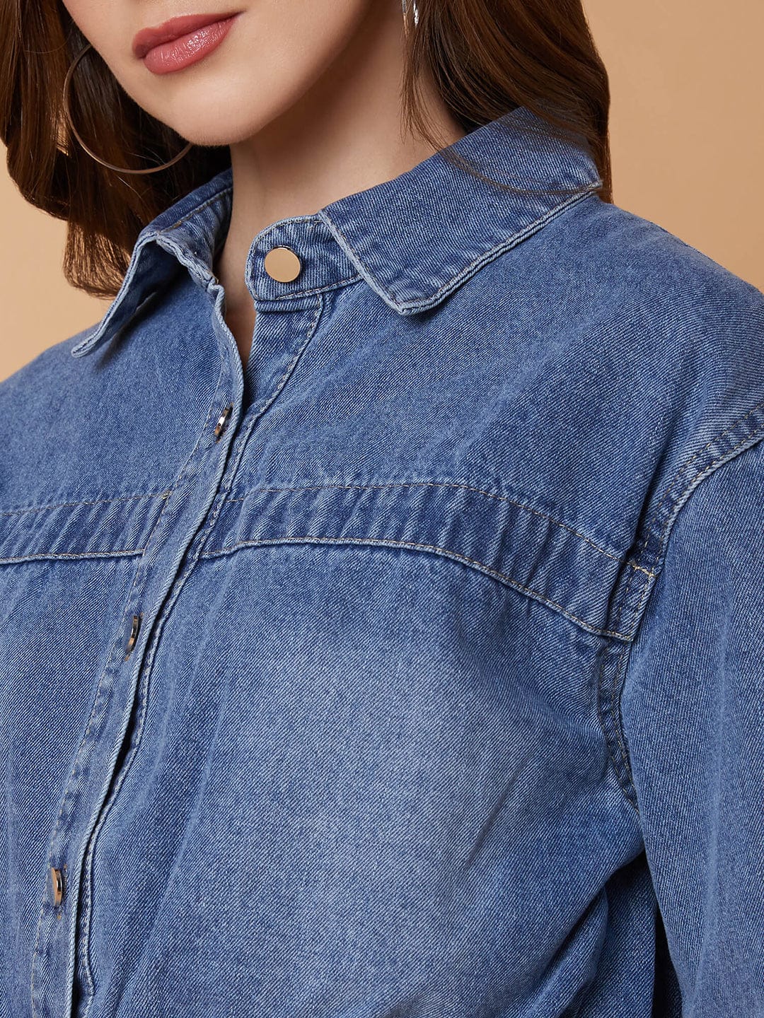 Blue Washed Windcheater Crop Denim Jacket