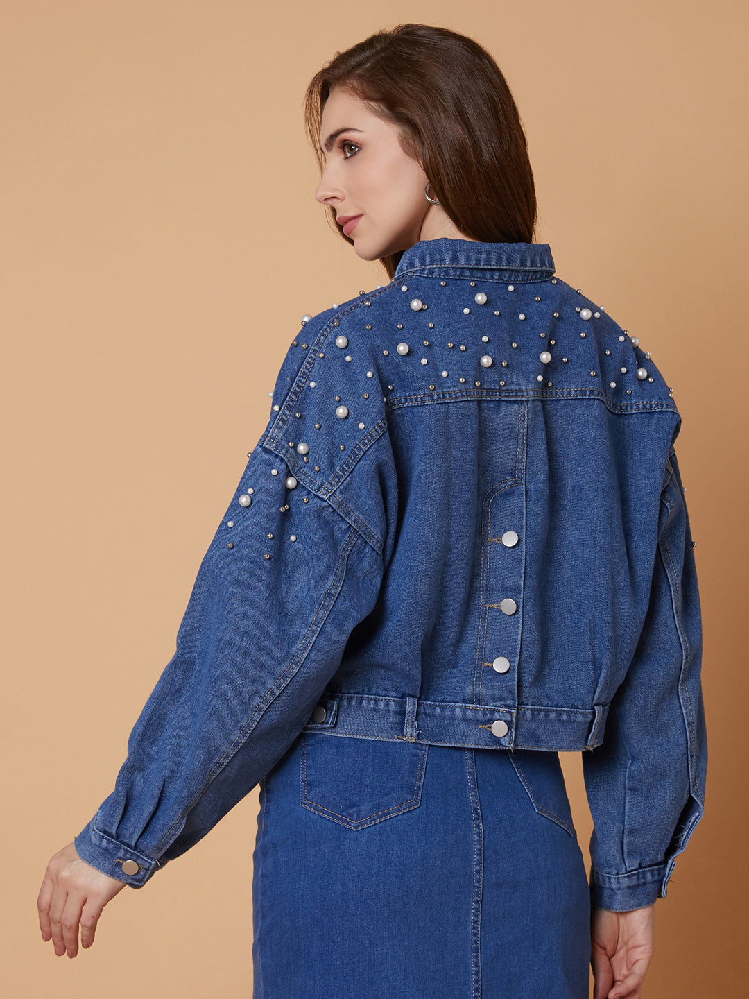 Blue Windcheater Longline Denim Jacket