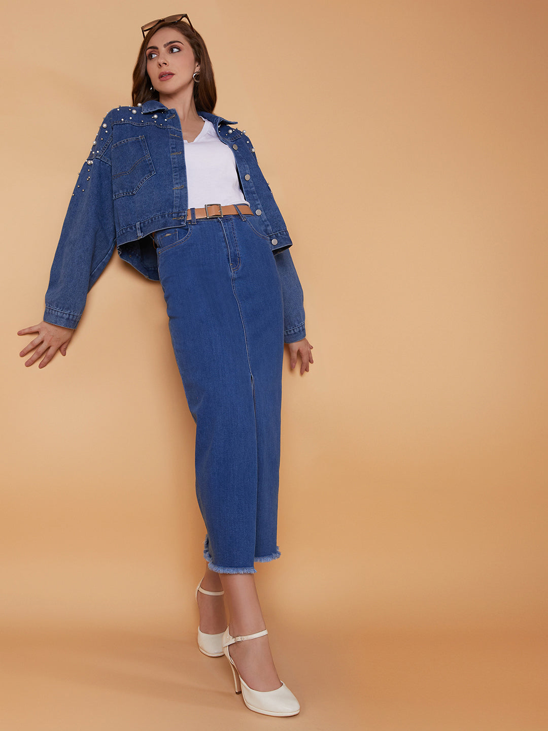 Blue Windcheater Longline Denim Jacket