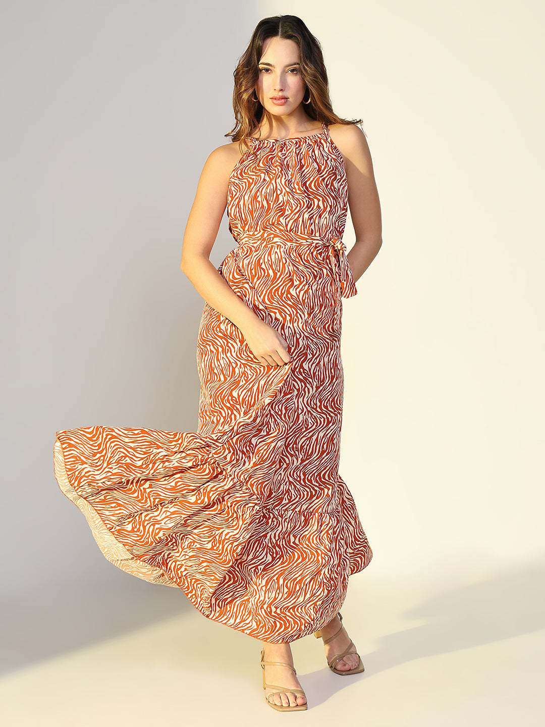 Animal Print Rust Maxi Dress