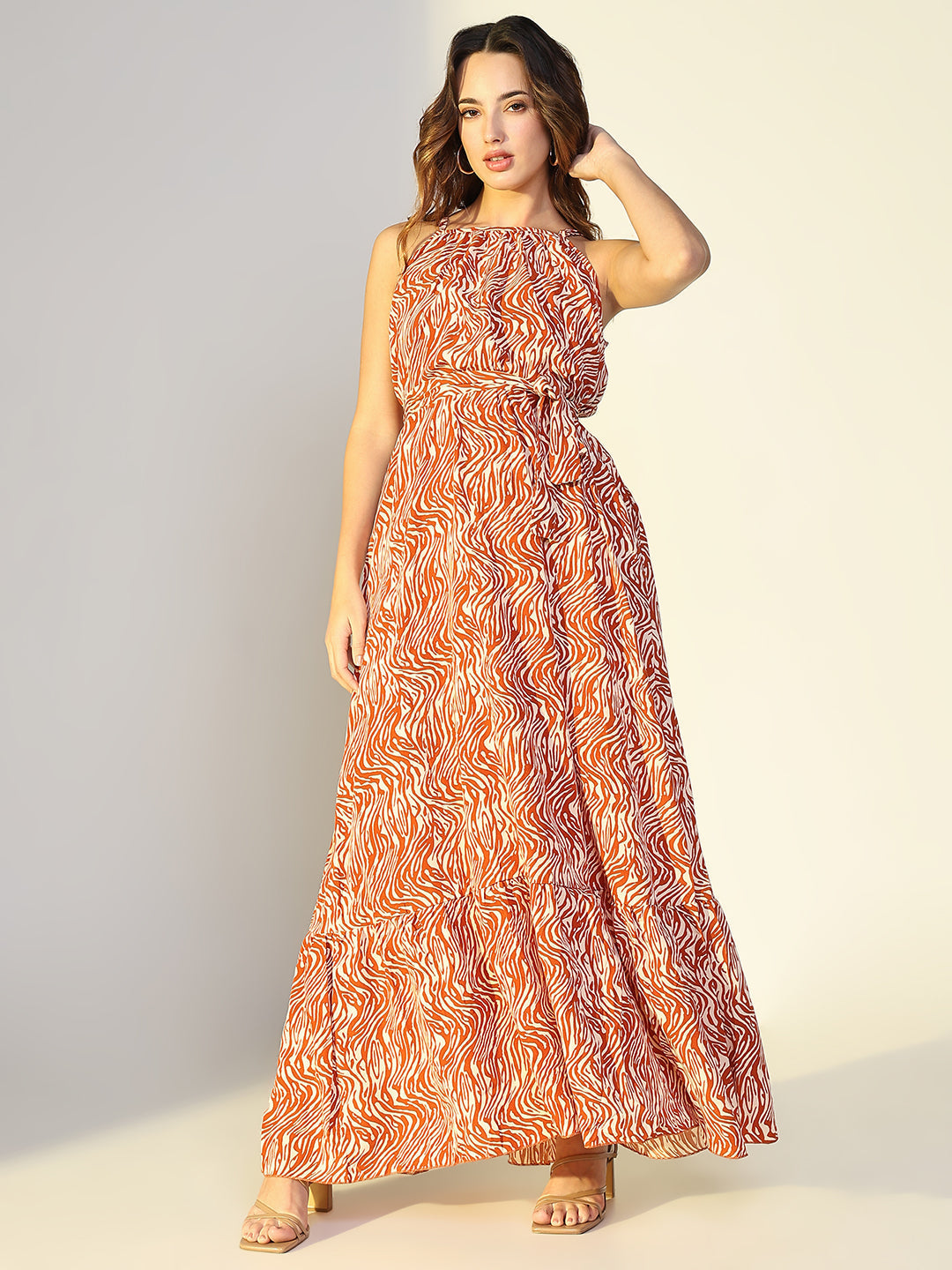 Animal Print Rust Maxi Dress