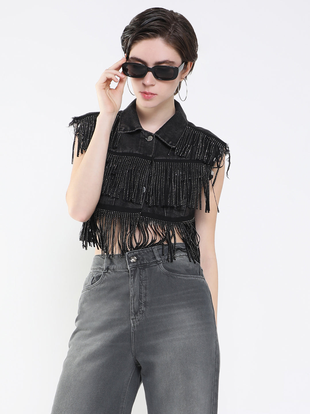 Black Windcheater Denim Jacket