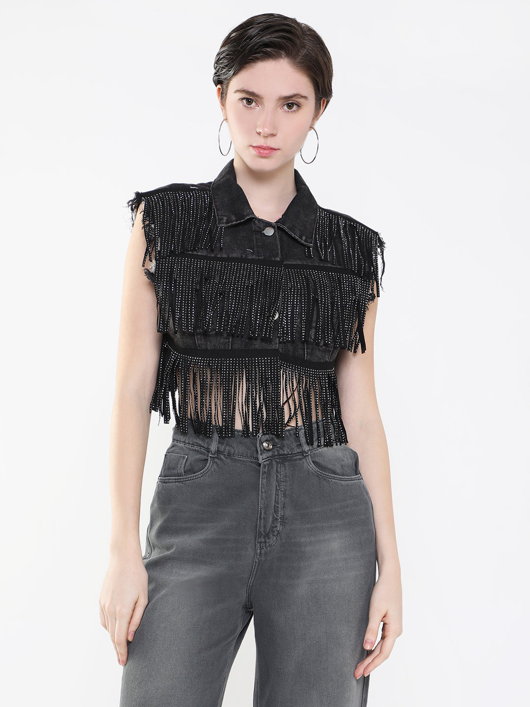 Black Windcheater Denim Jacket