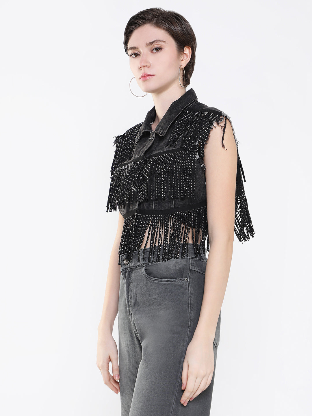 Black Windcheater Denim Jacket