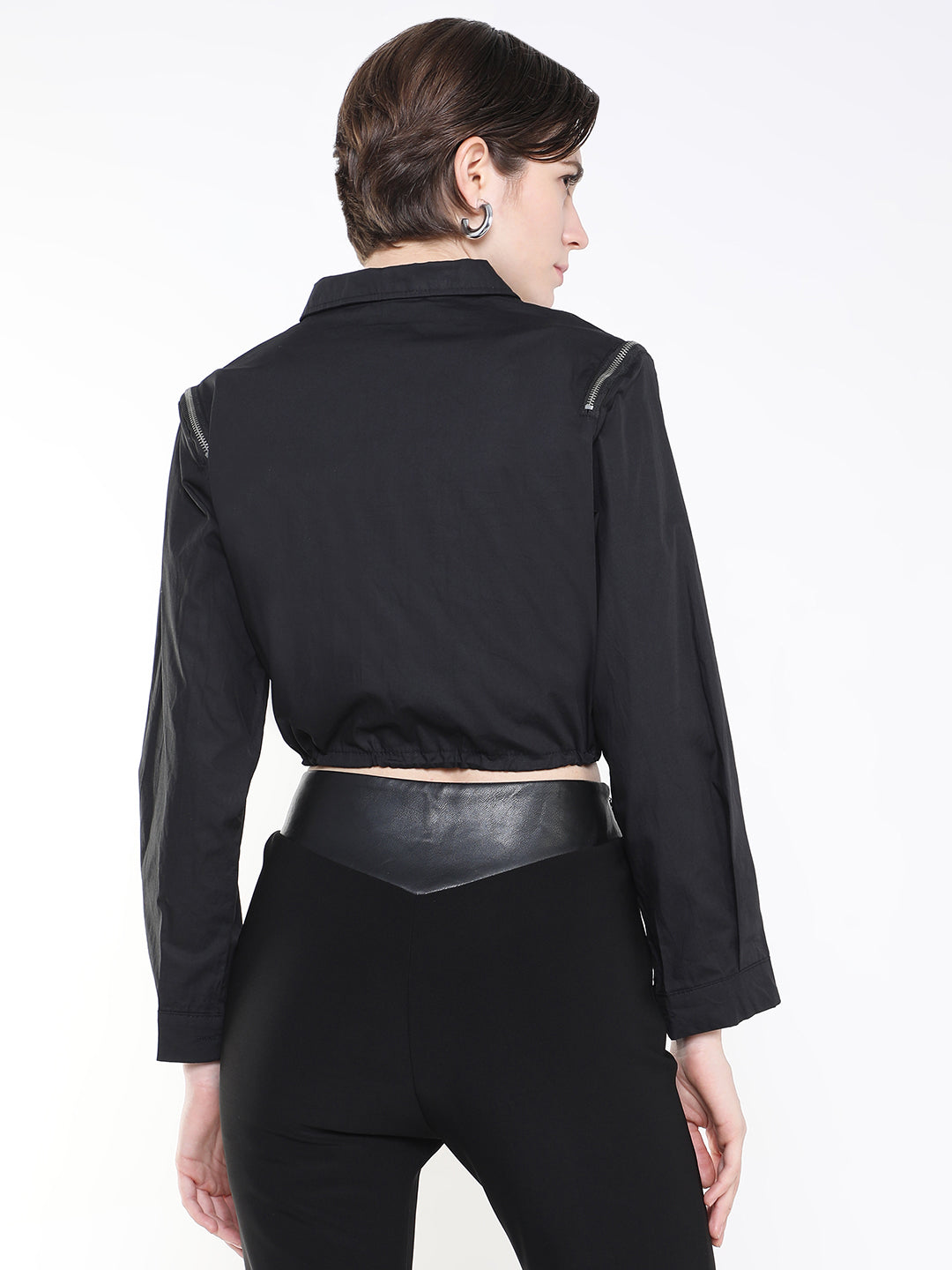 Black Windcheater Crop Tailored Jacket