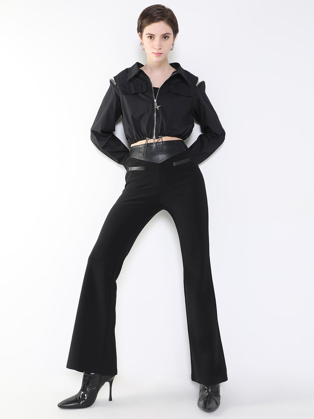Black Windcheater Crop Tailored Jacket