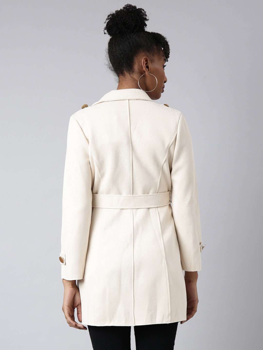 Solid Longline Cream Trench Coat
