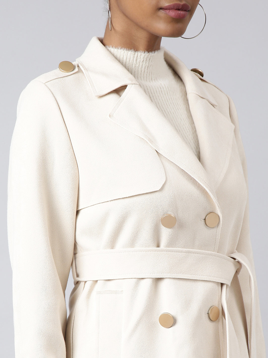 Solid Longline Cream Trench Coat