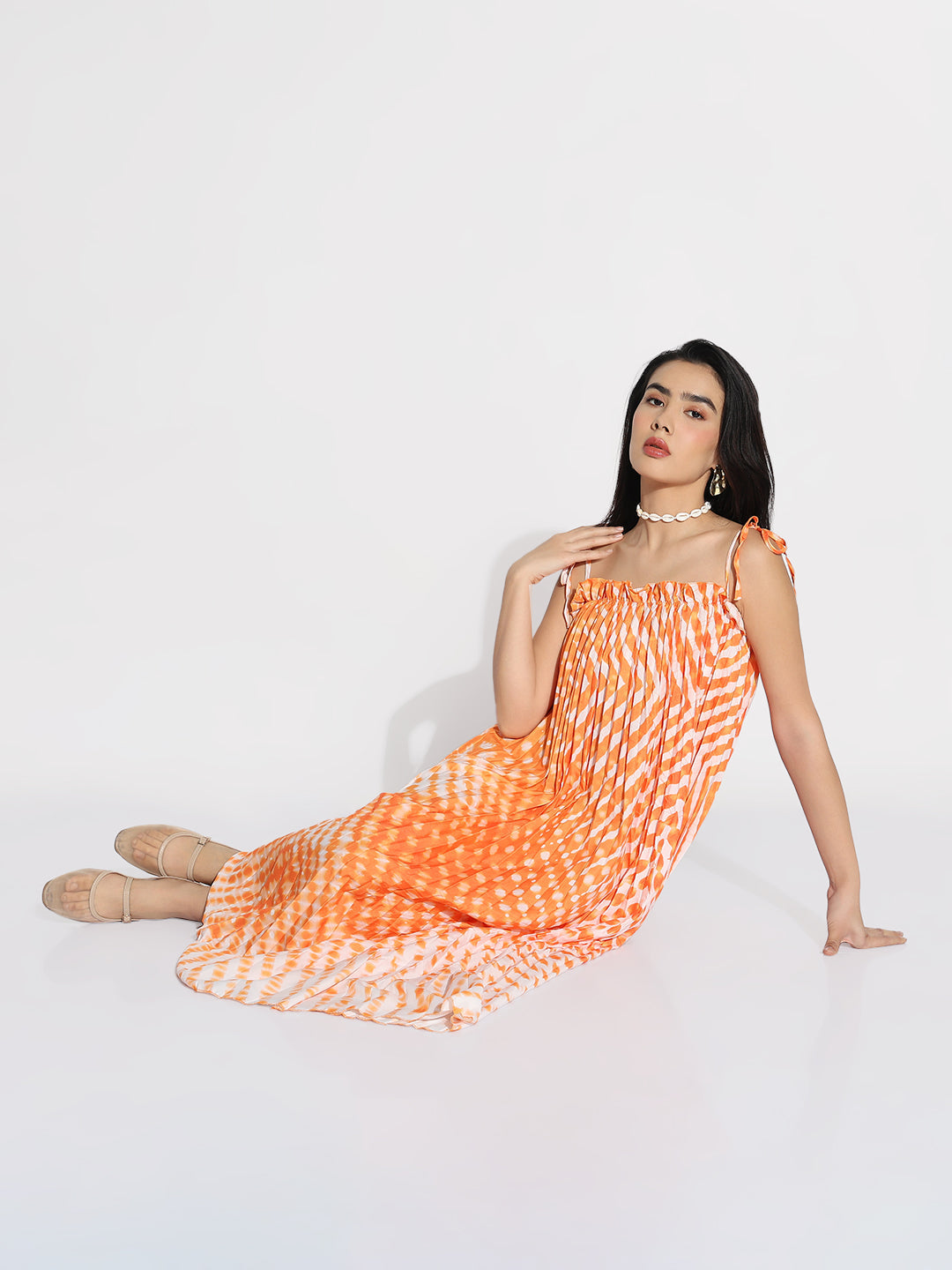 Orange Dyed A-Line Dress
