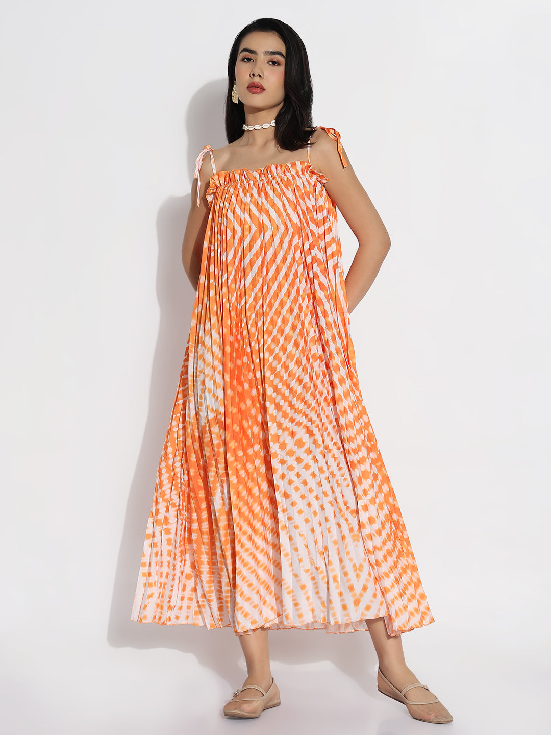 Orange Dyed A-Line Dress