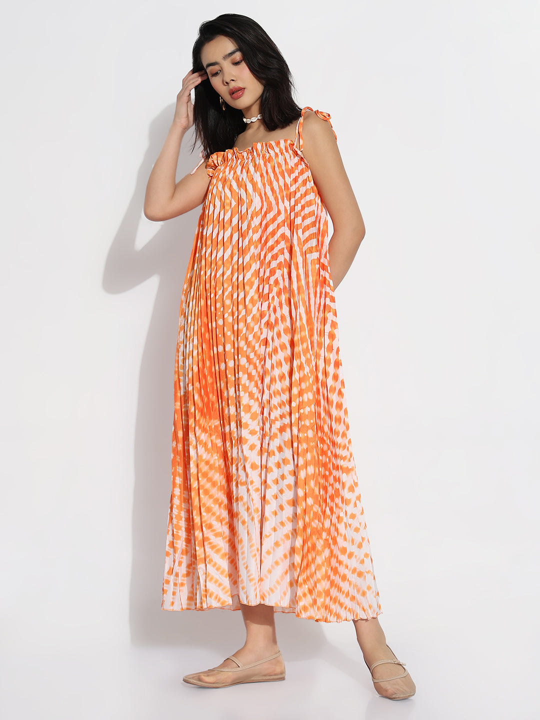 Orange Dyed A-Line Dress