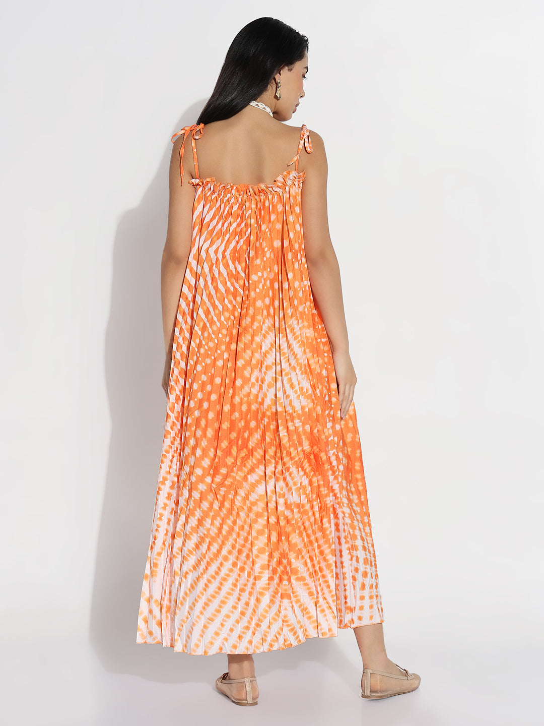 Orange Dyed A-Line Dress