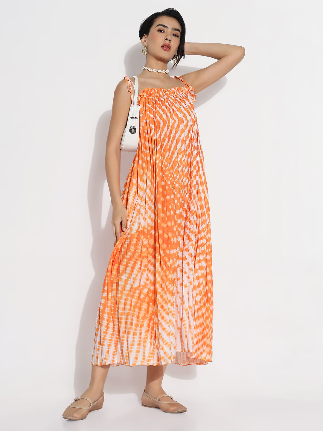 Orange Dyed A-Line Dress