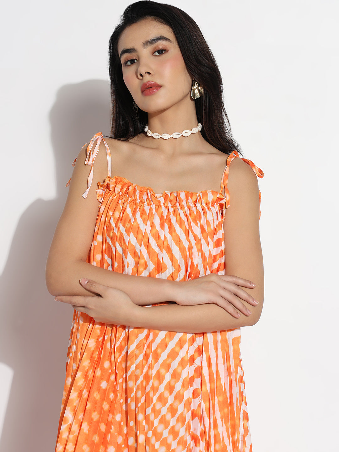 Orange Dyed A-Line Dress