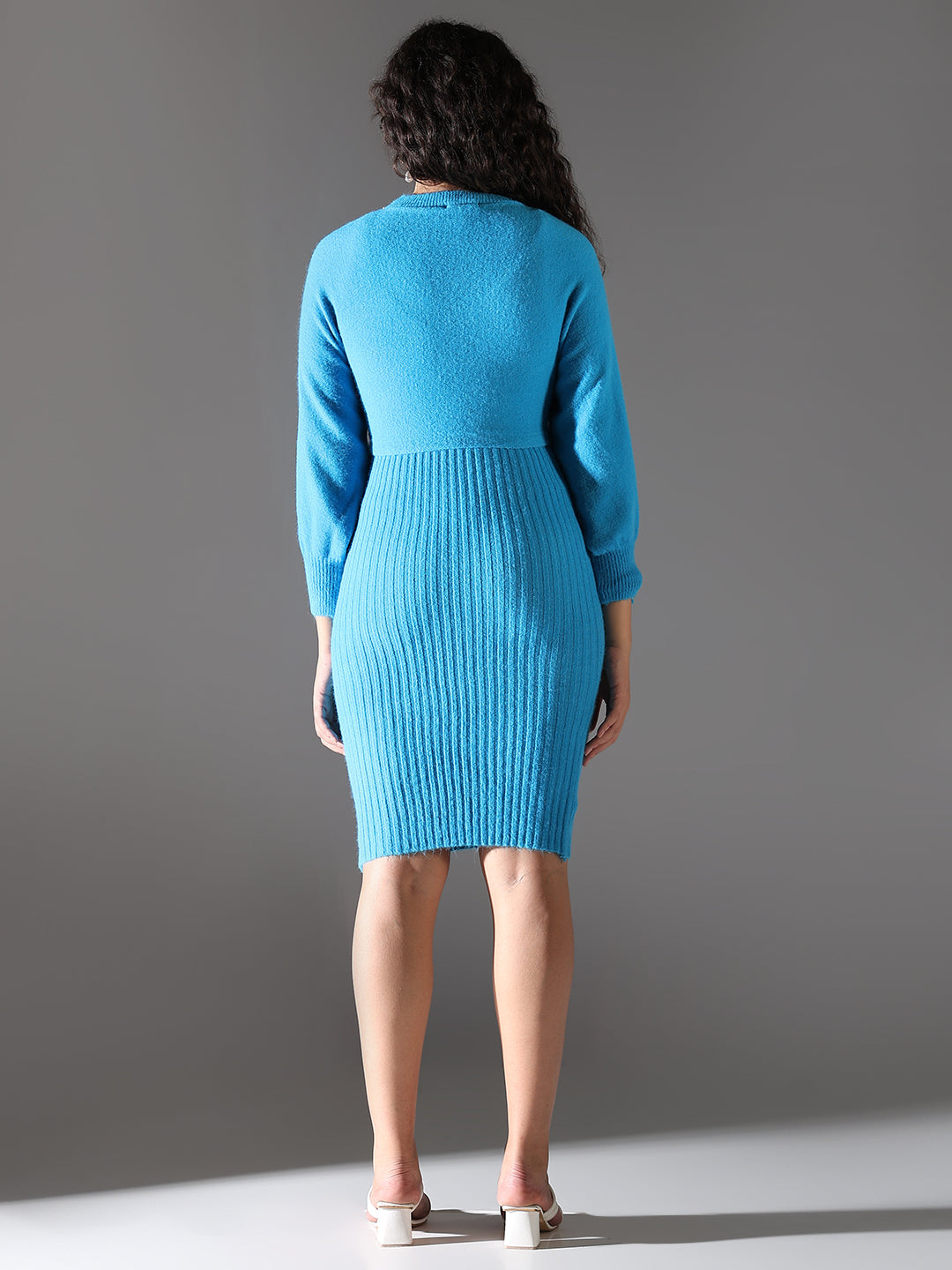 Blue Striped Jumper Dress With Upper Top