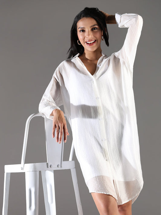 White Shirt Collar Shirt Dress
