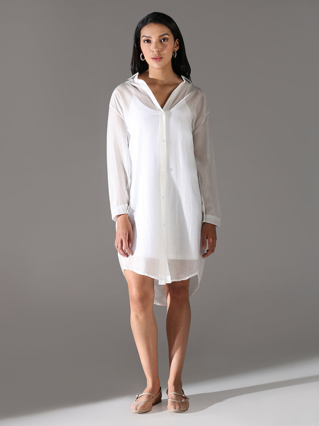 White Shirt Collar Shirt Dress
