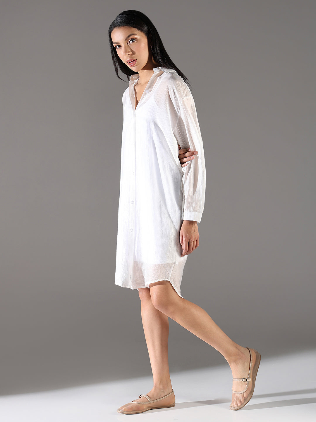White Shirt Collar Shirt Dress