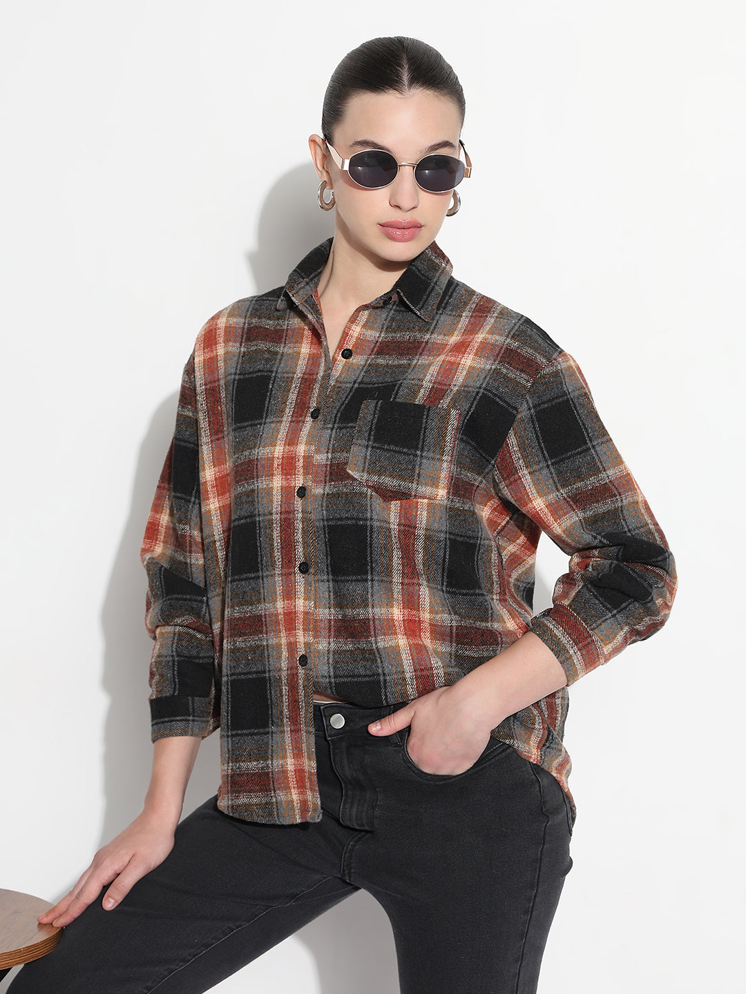 Women's Tartan Checks Multi Relaxed Fit Shirt