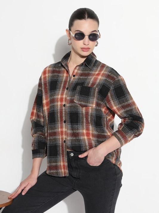 Women's Tartan Checks Multi Relaxed Fit Shirt