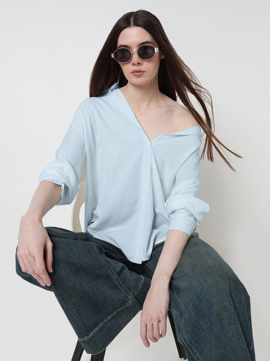 Women's Blue Relaxed Fit Shirt