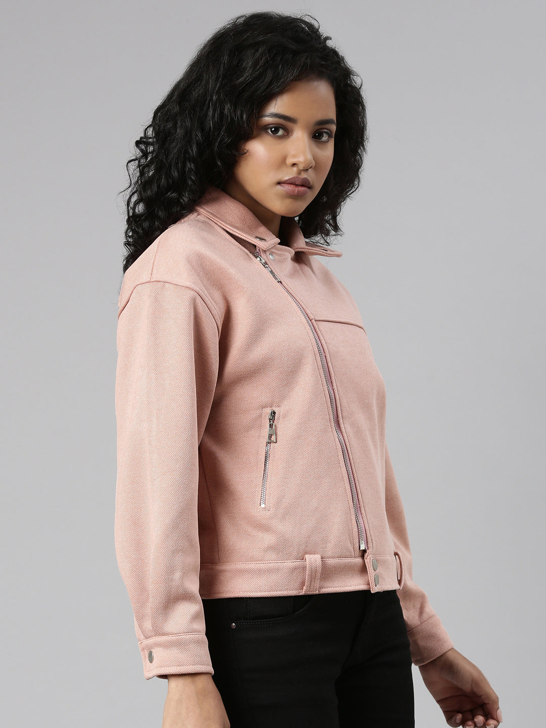 Peach Suede Crop Tailored Jacket