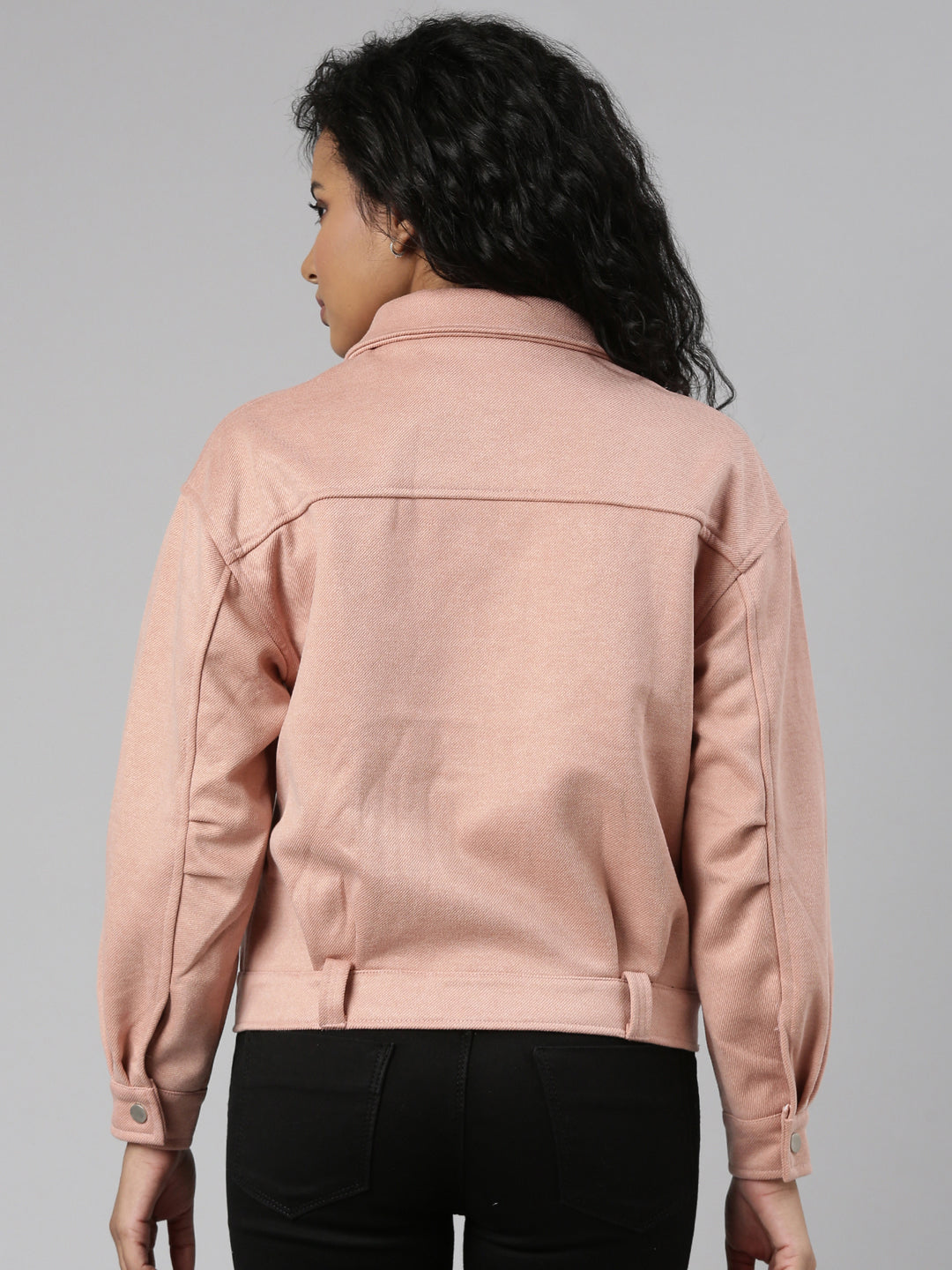 Peach Suede Crop Tailored Jacket