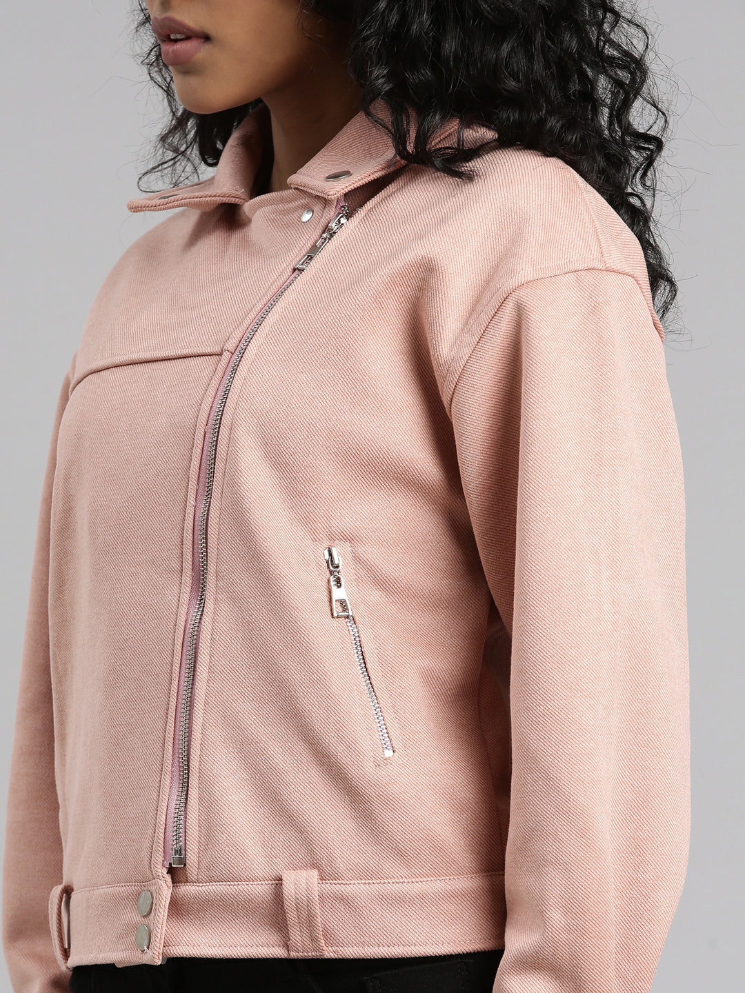 Peach Suede Crop Tailored Jacket
