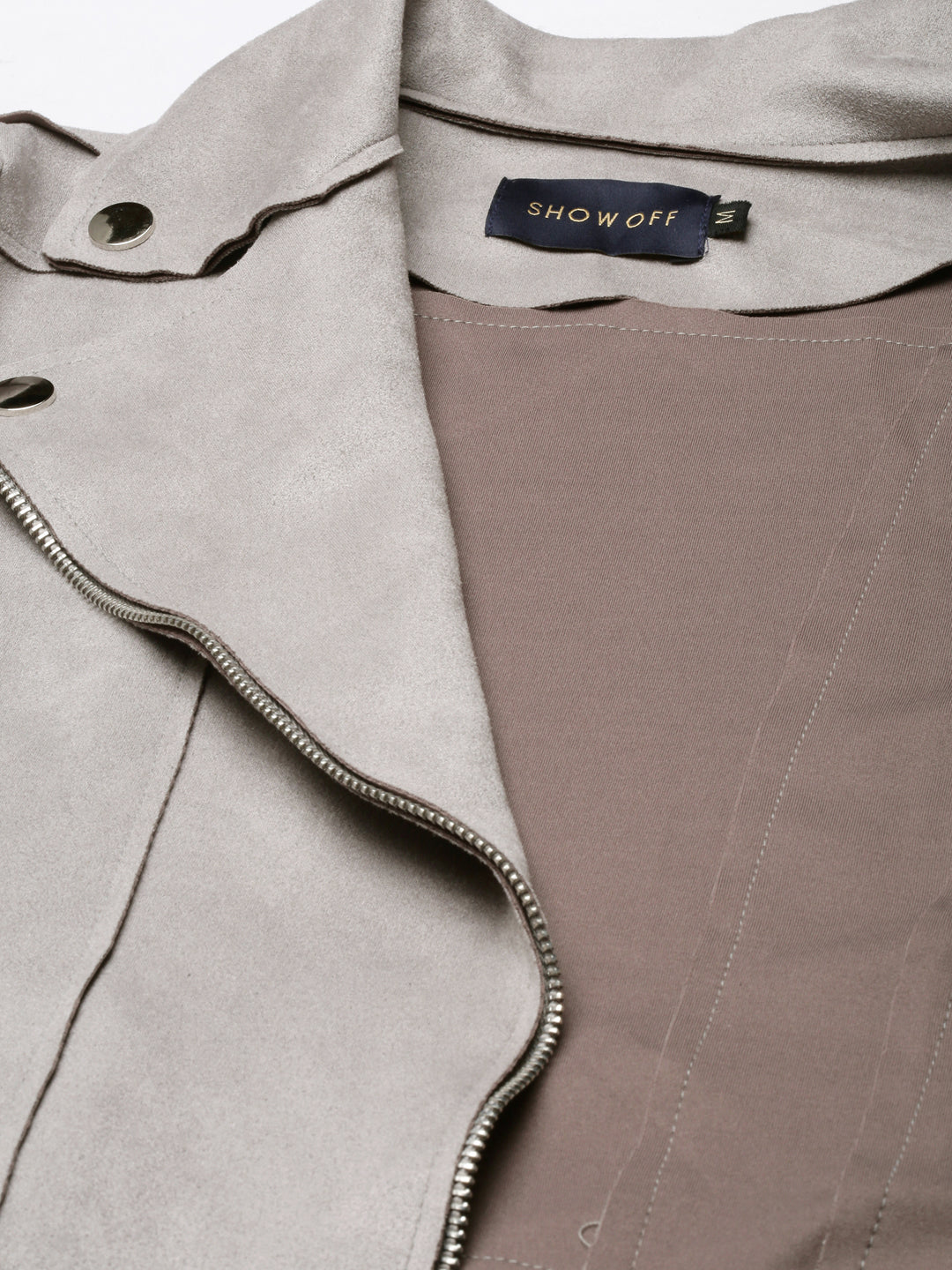 Grey Spread Collar Long Sleeve Zip Detail Crop Tailored Jacket