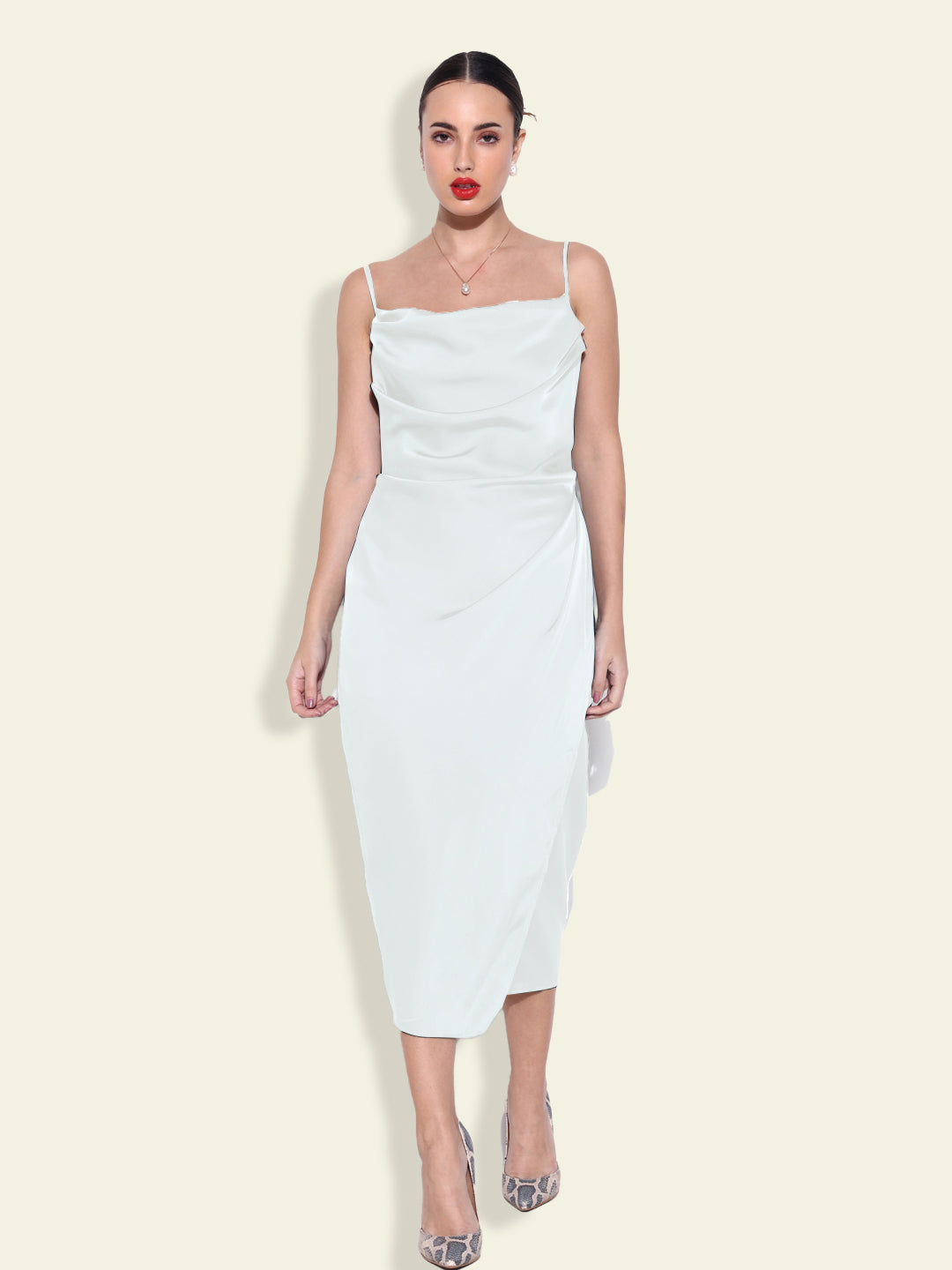 White Solid Sheath Dress