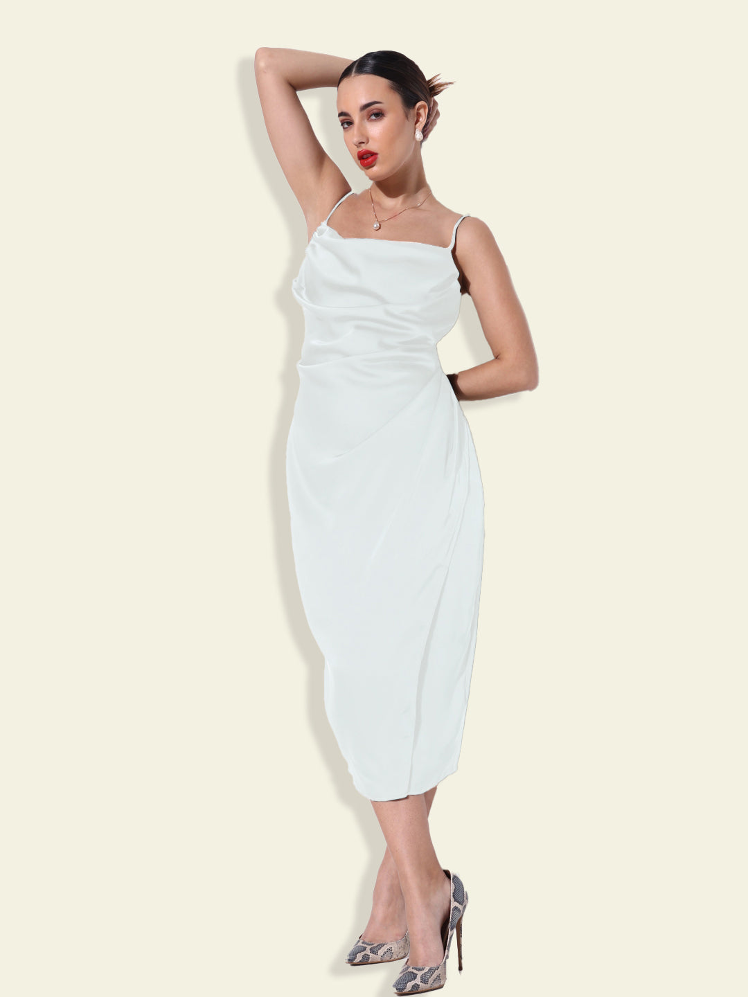 White Solid Sheath Dress