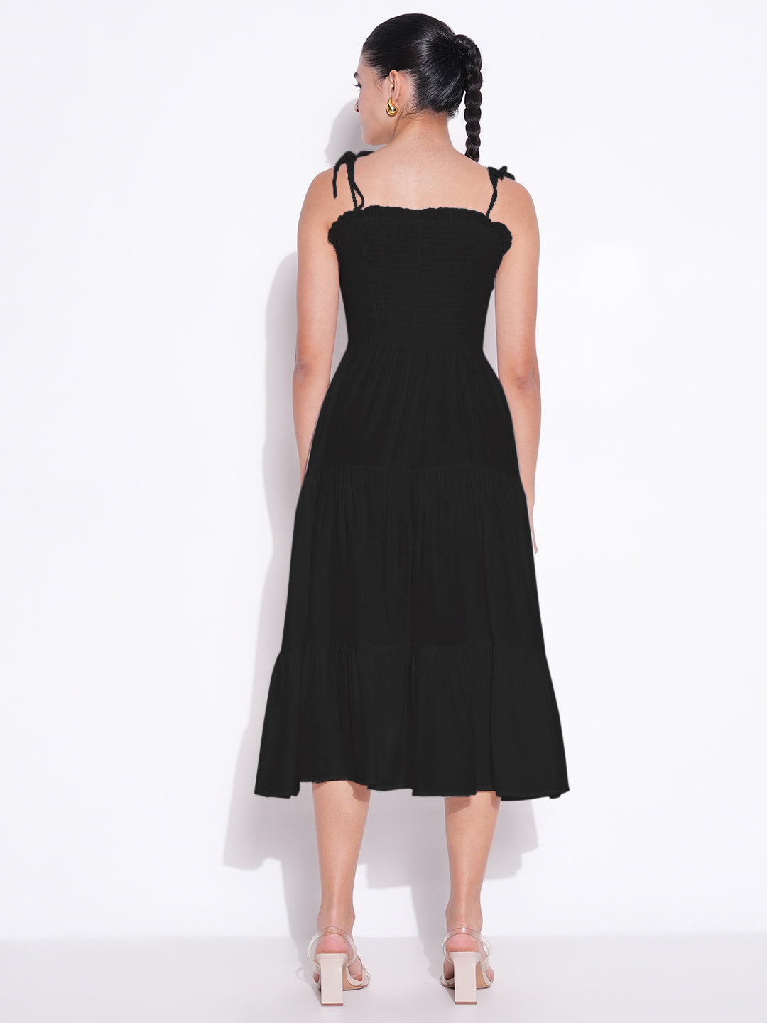 Solid Black Fit and Flare Dress
