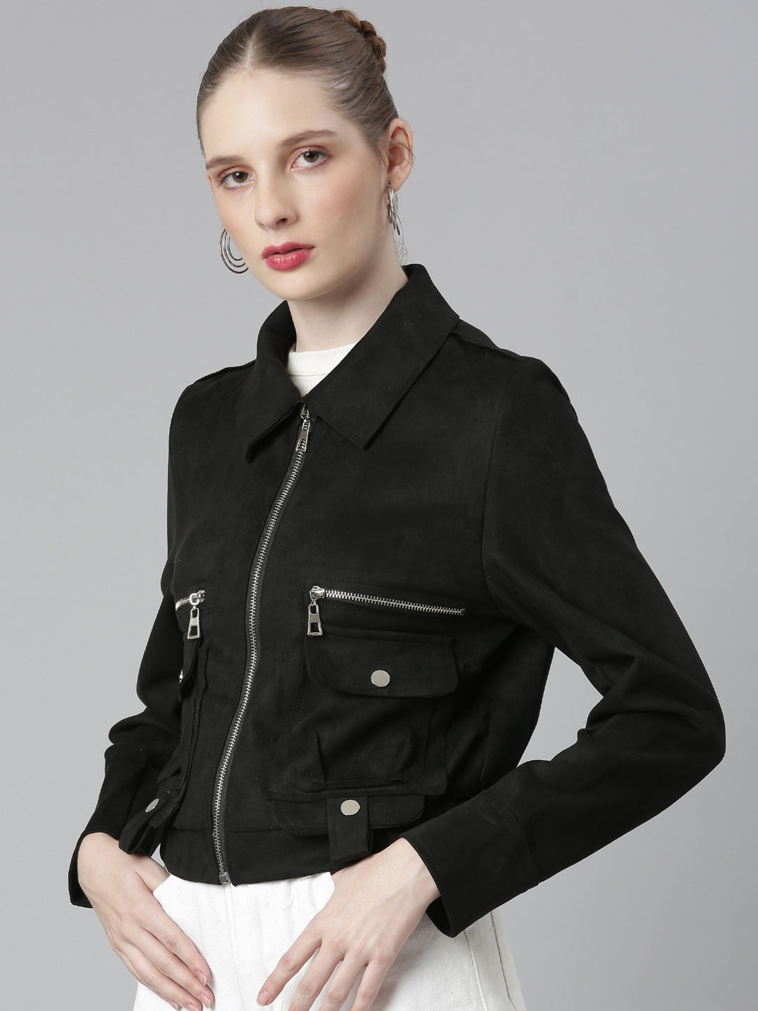 Black Suede Tailored Jacket