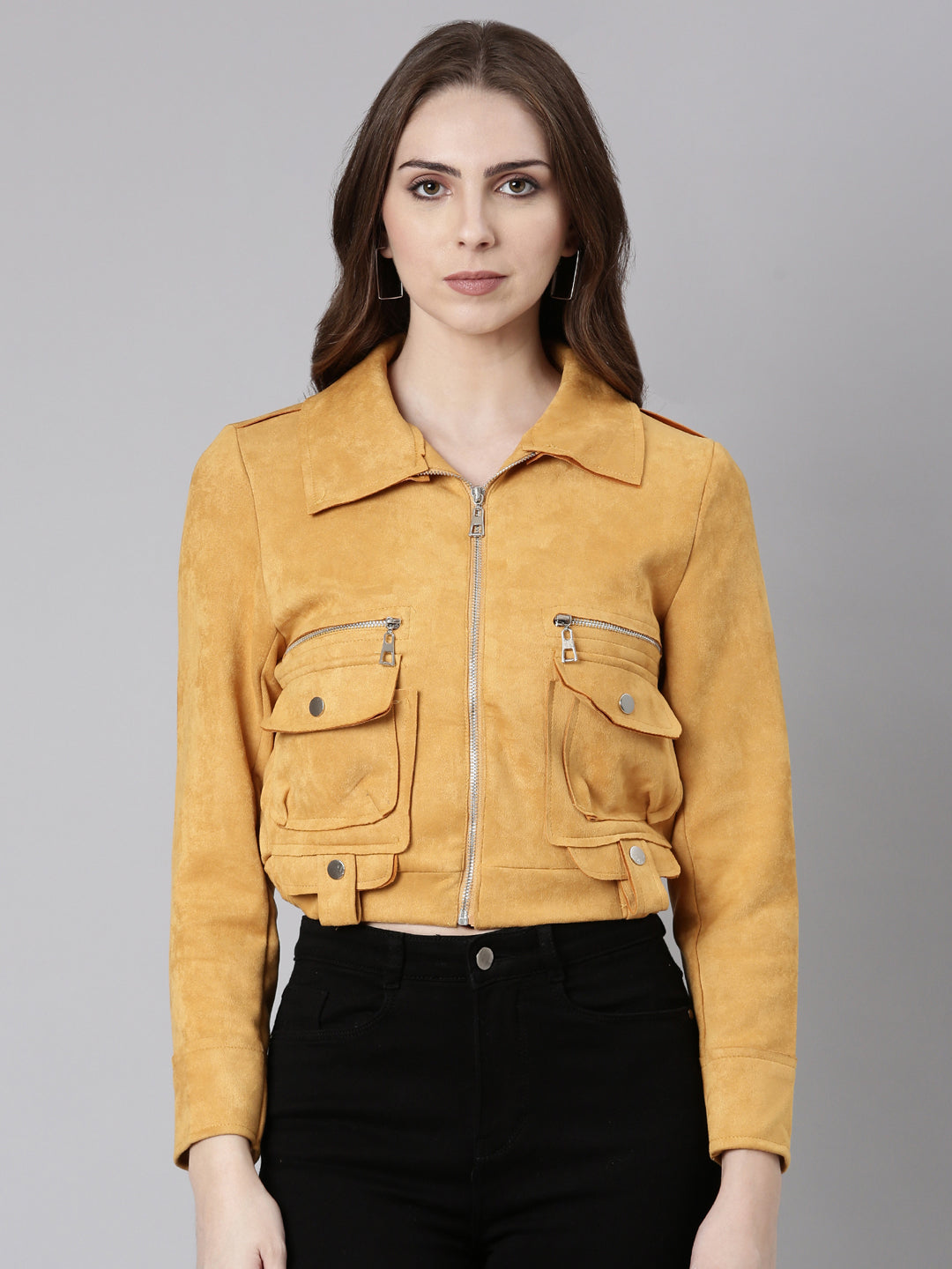 Mustard Crop Tailored Jacket