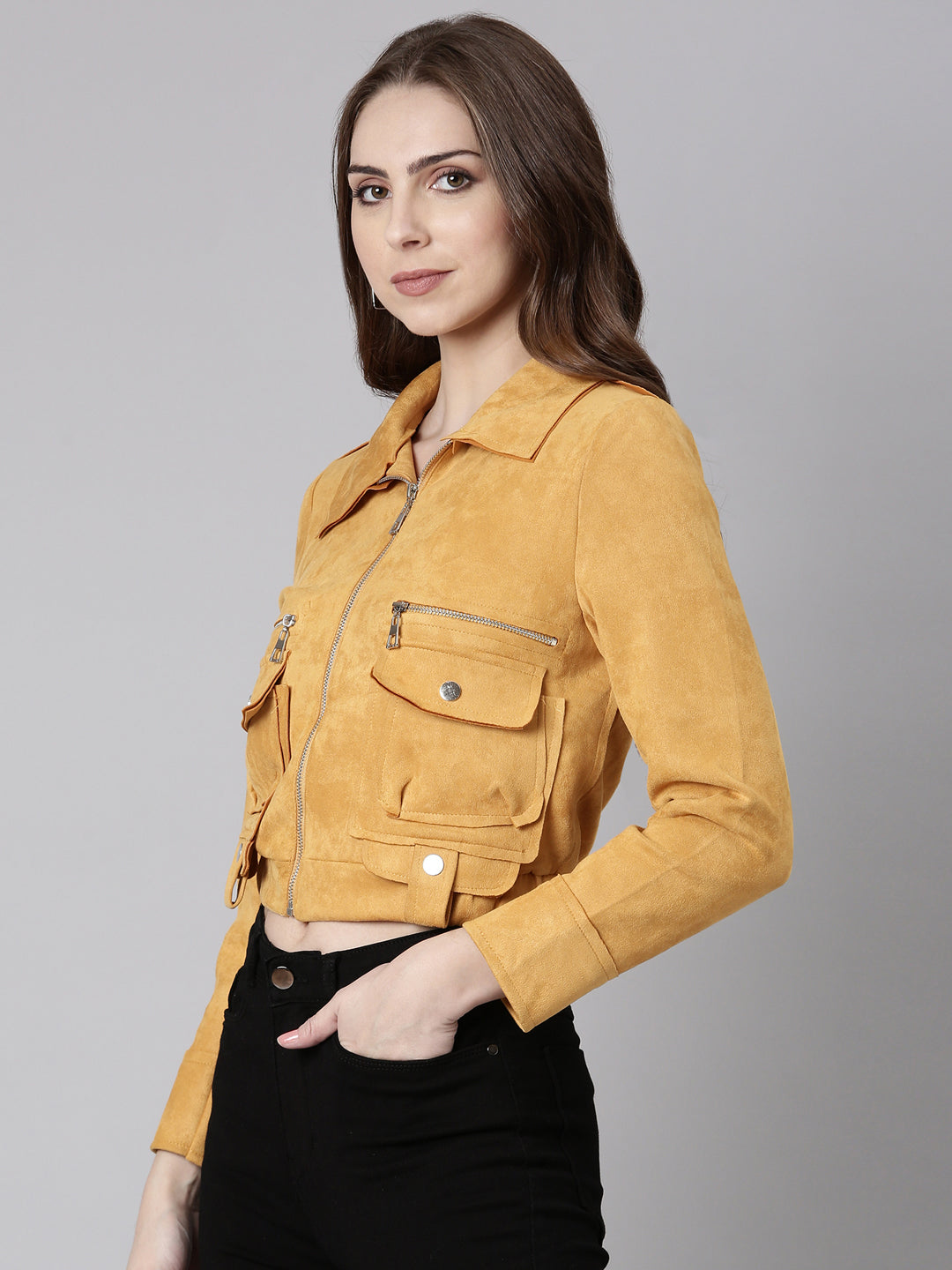 Mustard Crop Tailored Jacket