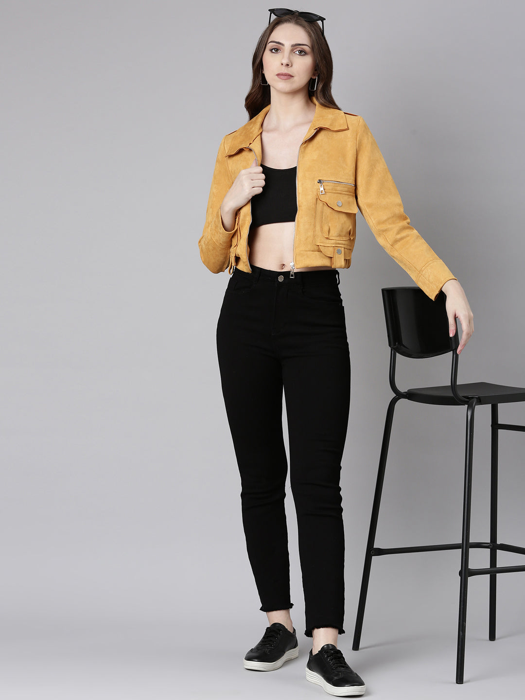 Mustard Crop Tailored Jacket