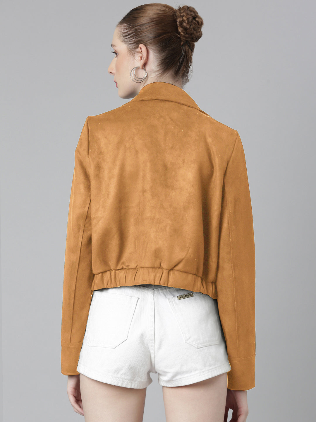 Spread Collar Rust Solid Tailored Jacket