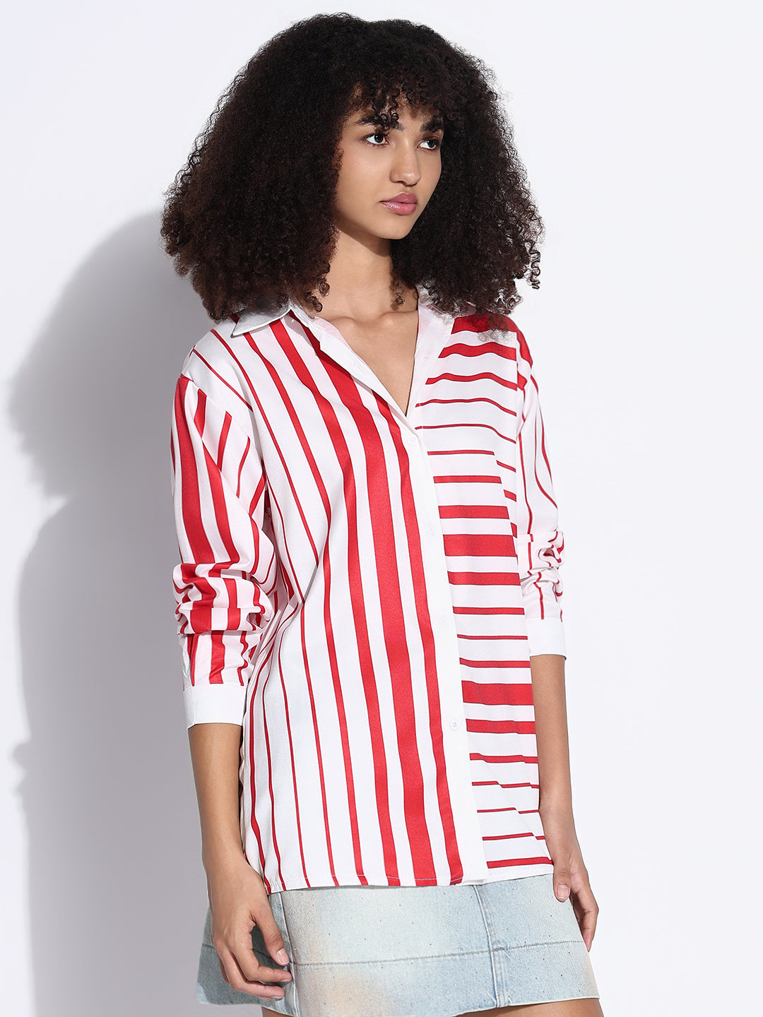 Women's Striped White Oversized Shirt