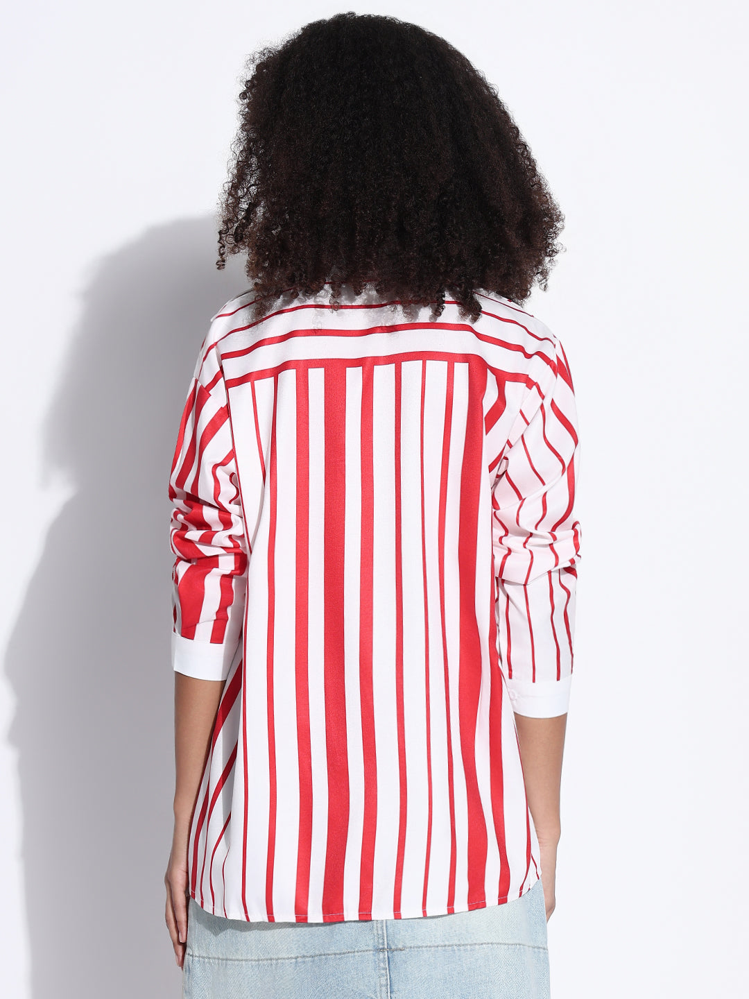 Women's Striped White Oversized Shirt