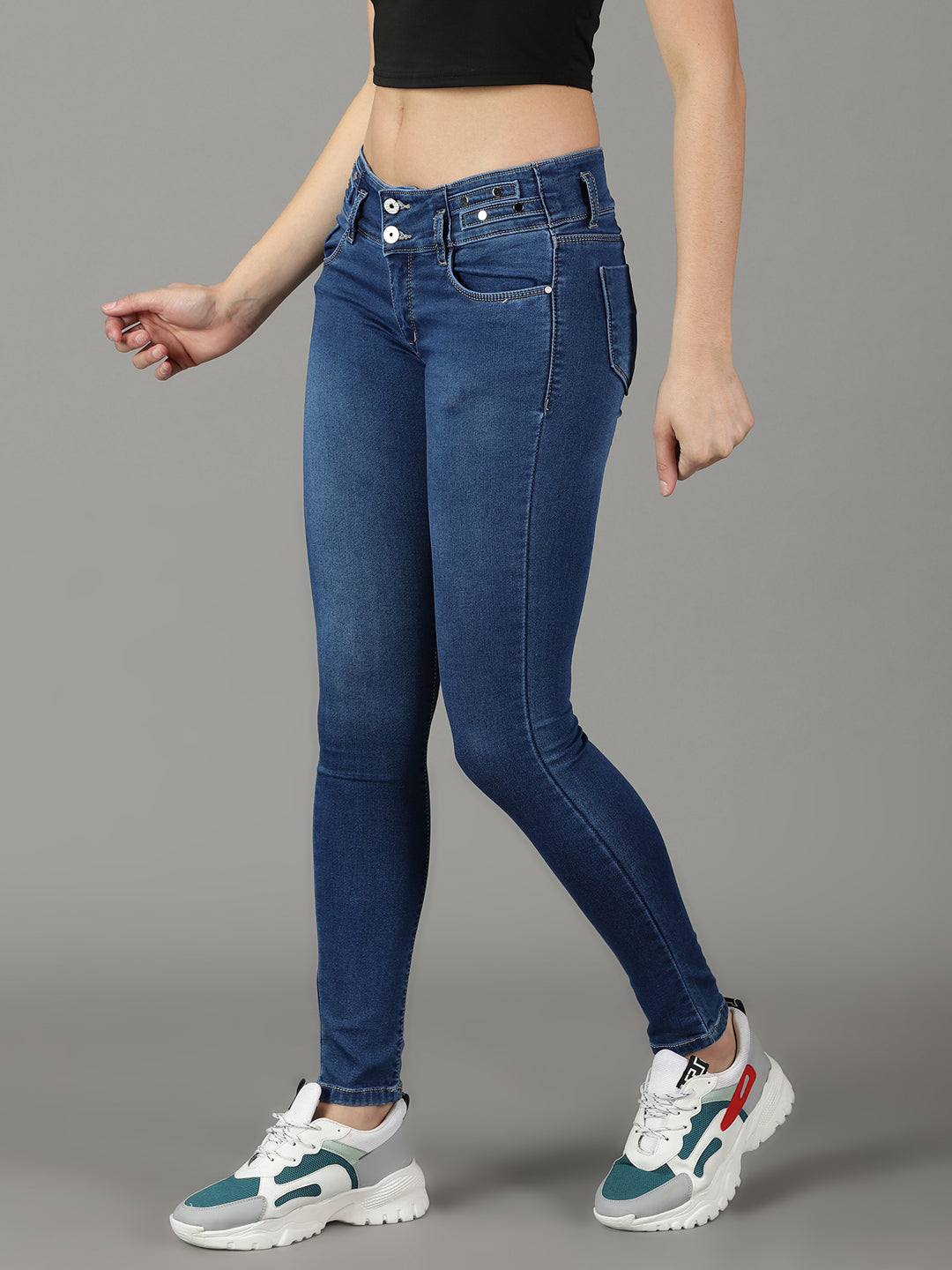 Solid Navy Blue Skinny Fit Jeans