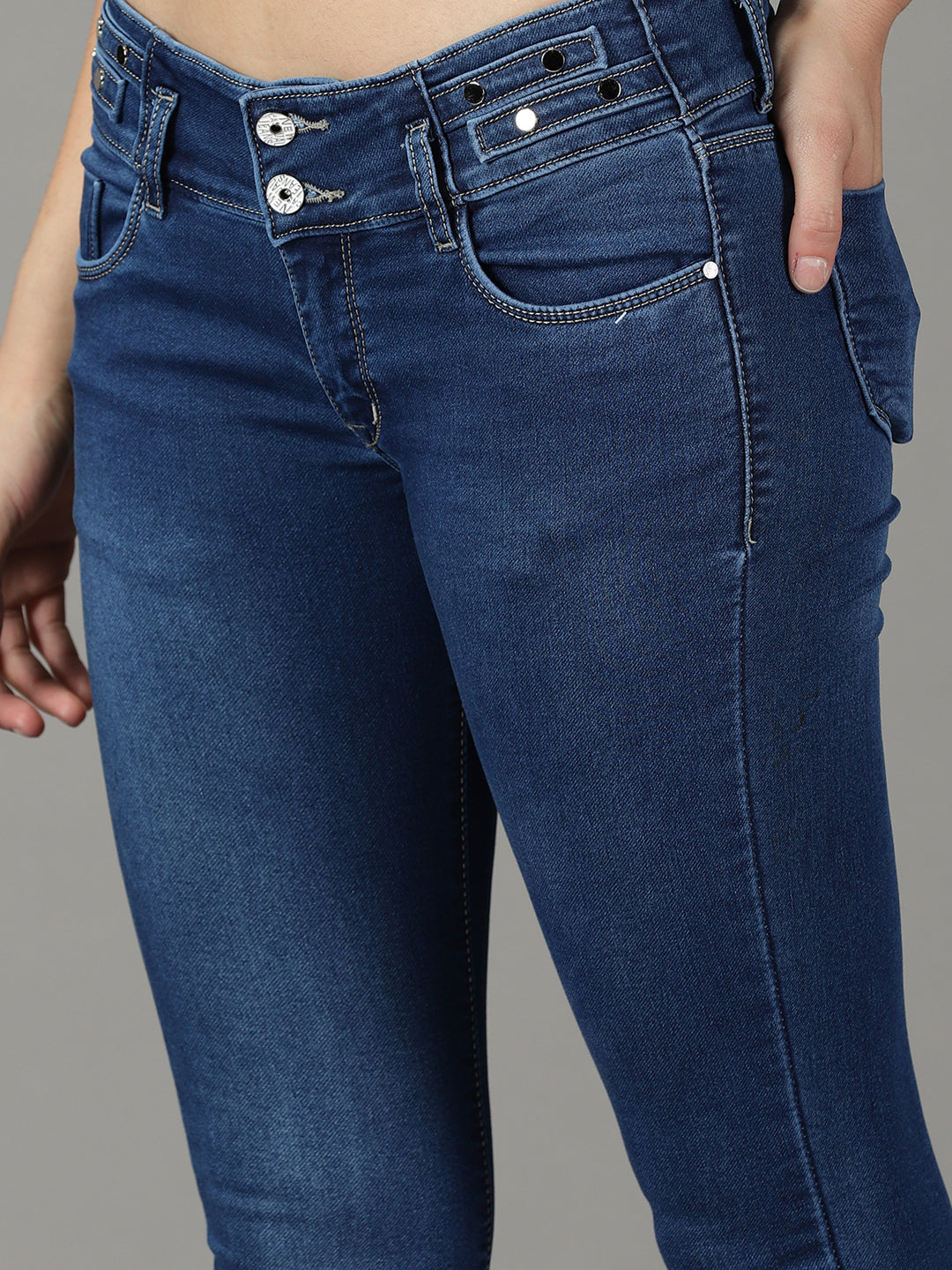 Solid Navy Blue Skinny Fit Jeans